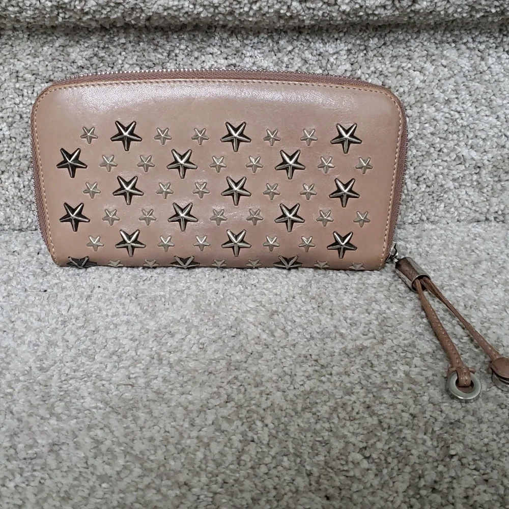 Jimmy Choo ballet pink and silver gunmetal zip wallet Authentic - Picture 2 of 10